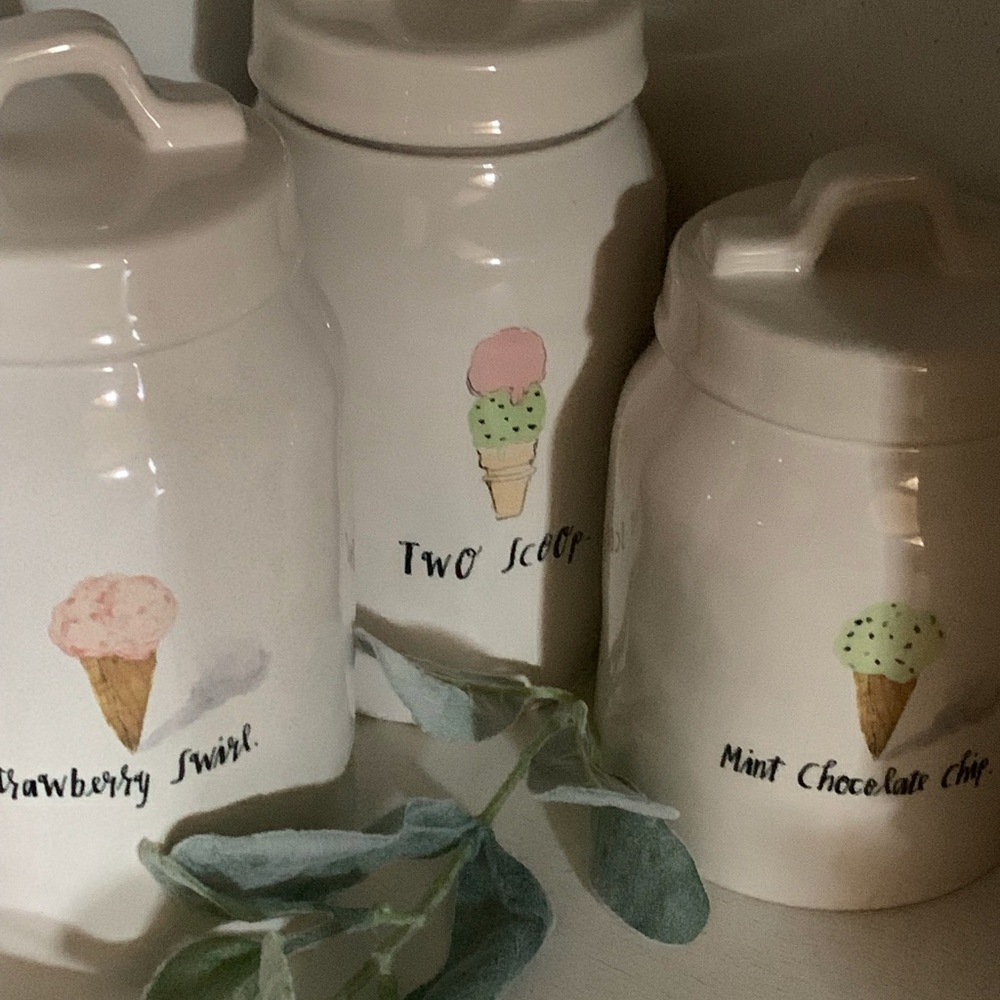 Rae Dunn ice cream canisters, set of 3